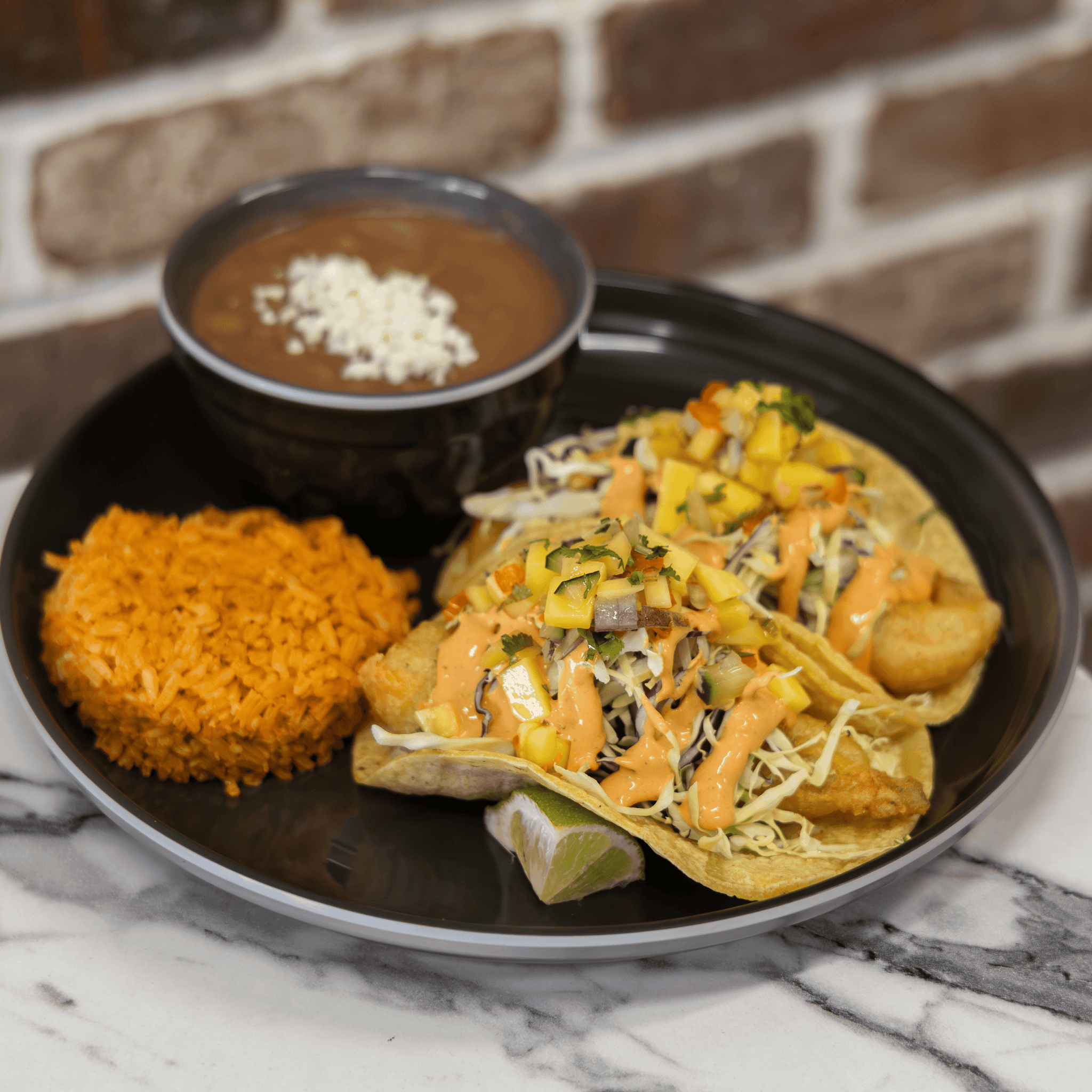 Fish & Shrimp Taco Plate.